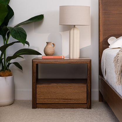 Yakka Tasmanian Oak Feature Grade Bedside Table (Smoked Walnut Stain)