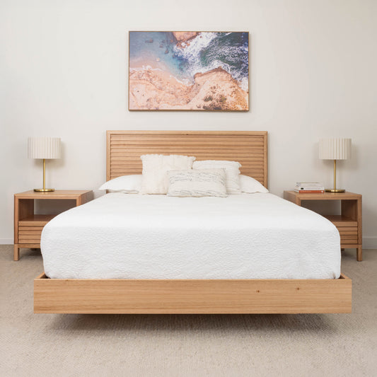 Yakka Luna Headboard Tasmanian Oak Floating Bed Frame