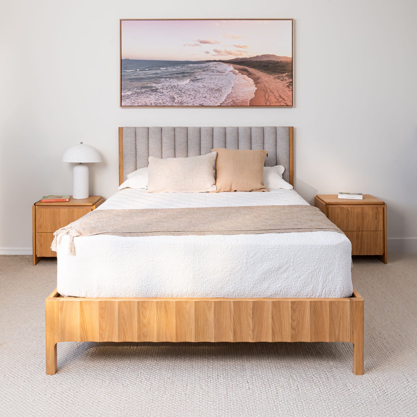 Brooklyn Upholstered American Oak Bed Frame
