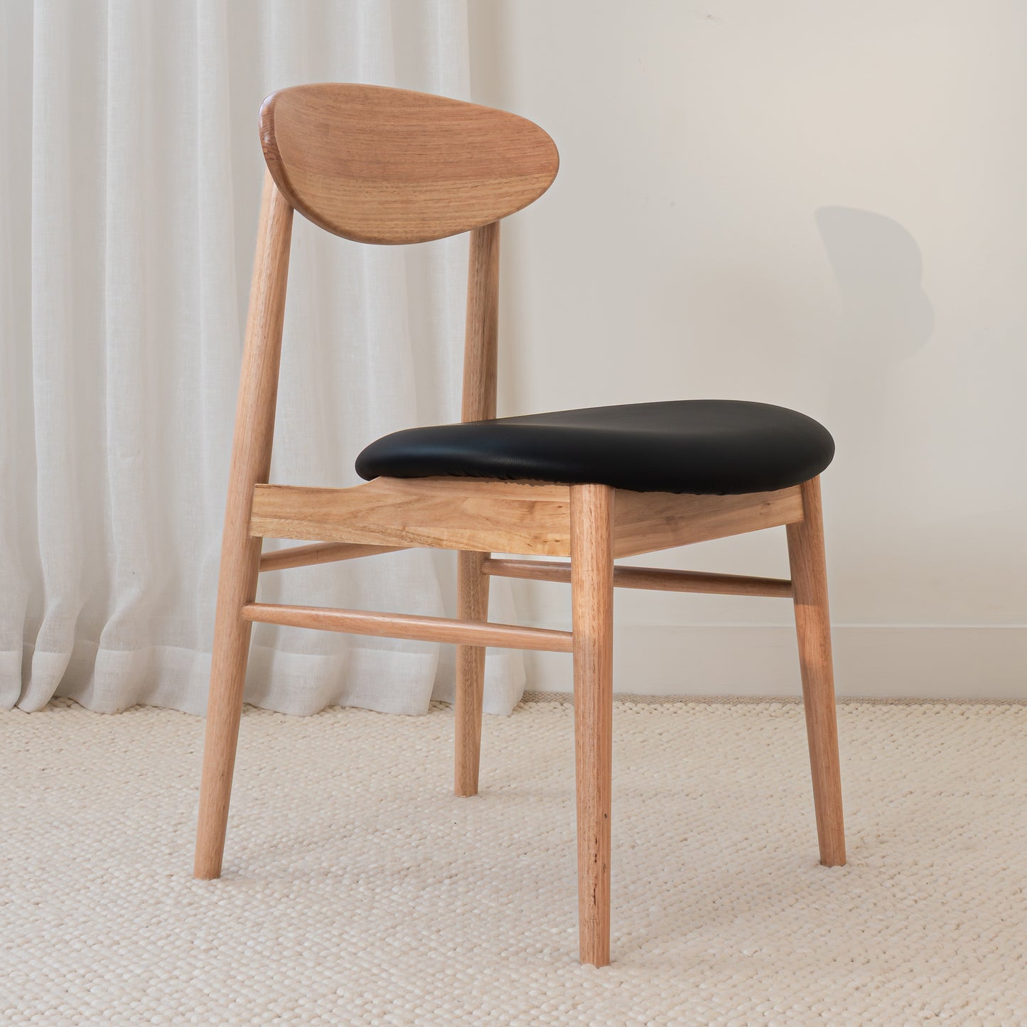 Eluna Tasmanian Oak Black PU Upholstered Dining Chair