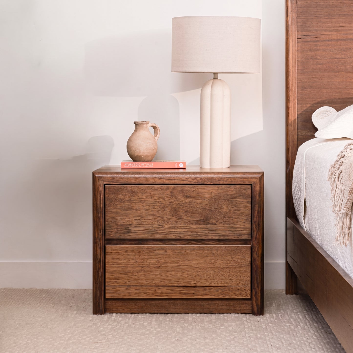 Yakka Tasmanian Oak Feature Grade Bedside Table (Smoked Walnut Stain)