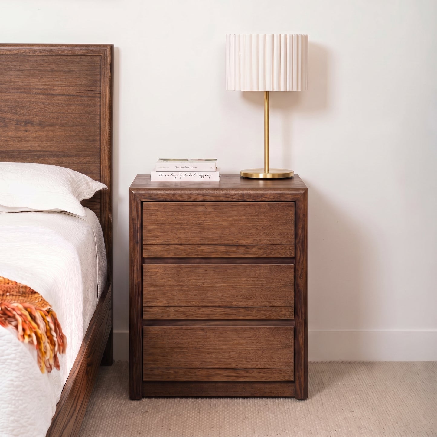 Yakka Tasmanian Oak Feature Grade Bedside Table (Smoked Walnut Stain)