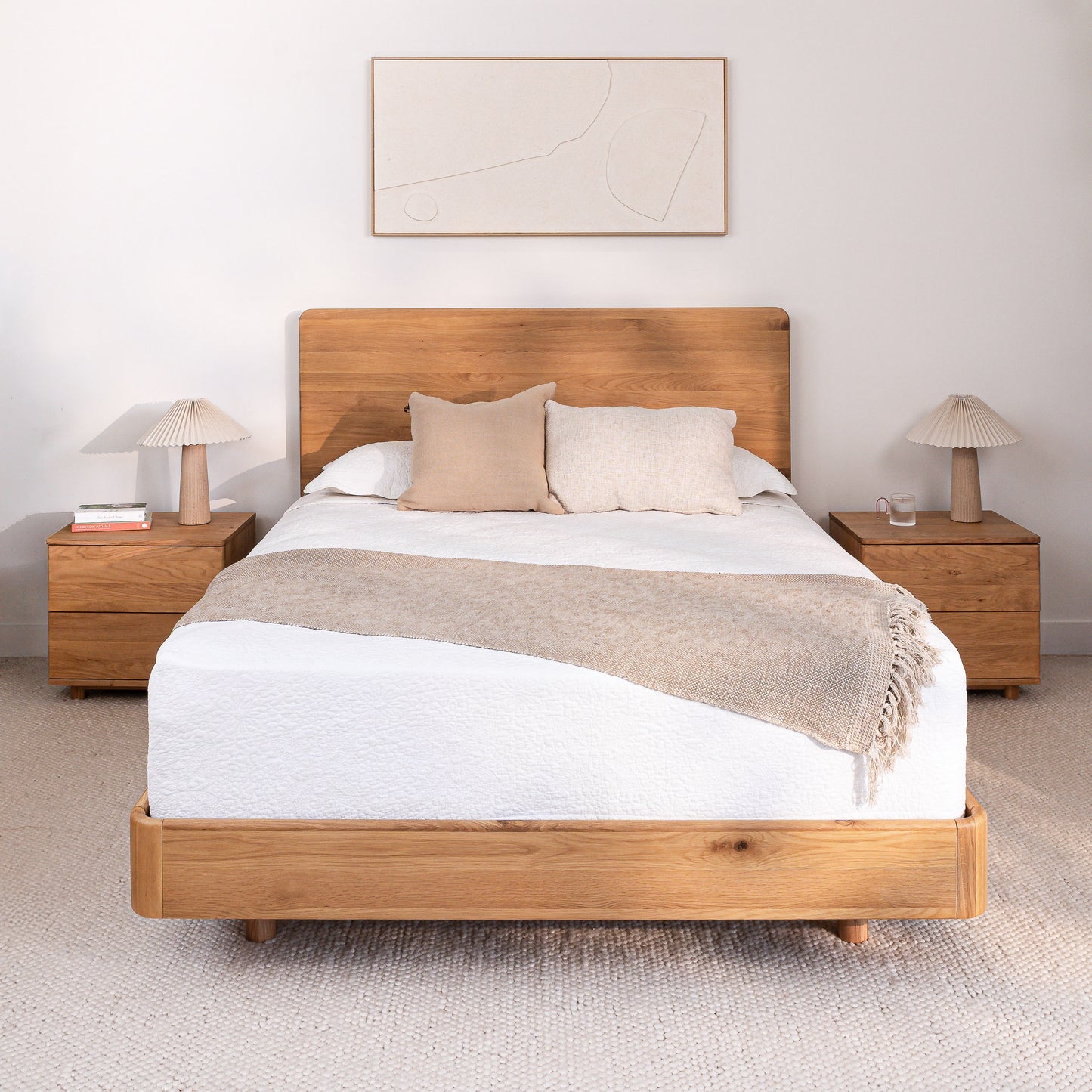 As New Solara American Oak Bed Frame King Size