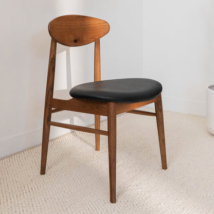 Lotus (Natural) Solid Australian Blackbutt with Black PU Seat Hardwood Dining Chair
