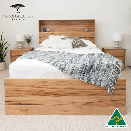 York Bookcase Headboard 4 Drawer Bed Frame - Made in Australia