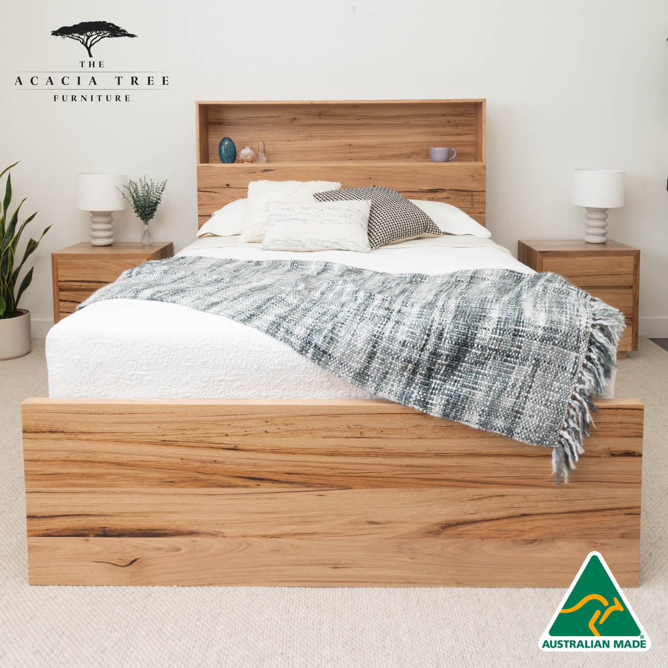 York Bookcase Headboard 4 Drawer Bedroom Suite - Made in Australia