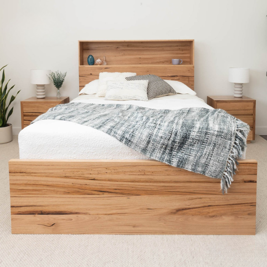 York Bookcase Headboard 4 Drawer Bed Frame - Made in Australia