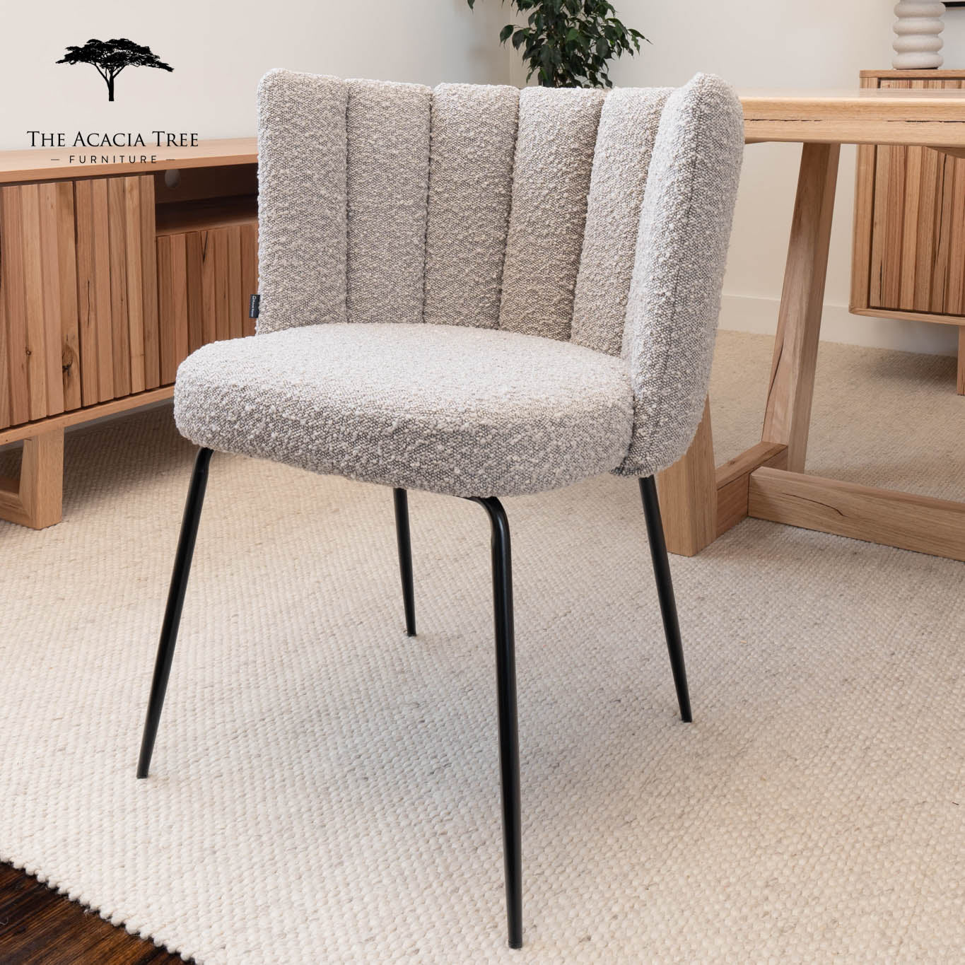 Aniela Bouclé Upholstered Grey Dining Chair