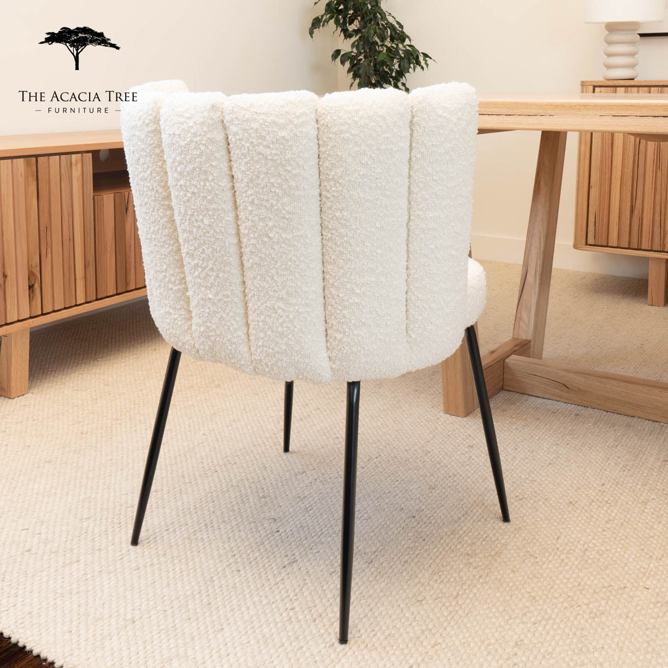 Aniela Bouclé Upholstered White Dining Chair