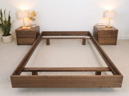 Yakka Base Tasmanian Oak Feature Grade Bed Frame (Smoked Walnut Stain)