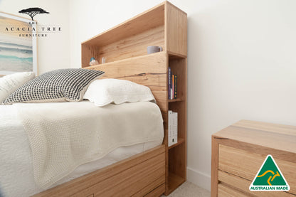 York Bookcase Headboard 4 Drawer Bed Frame - Made in Australia