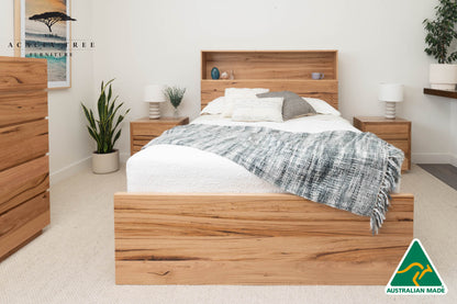 York Bookcase Headboard 4 Drawer Bed Frame - Made in Australia
