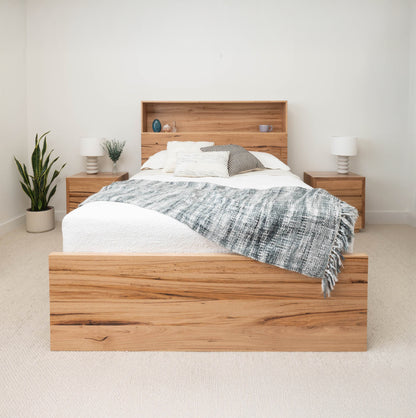 York Bookcase Headboard 4 Drawer Bed Frame - Made in Australia