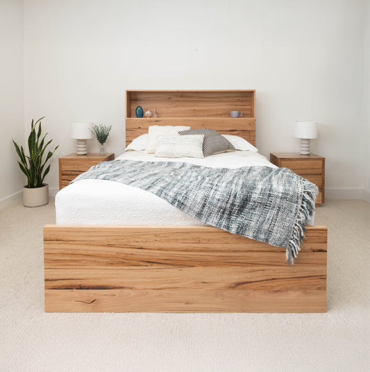 York Bookcase Headboard 4 Drawer Bed Frame - Made in Australia