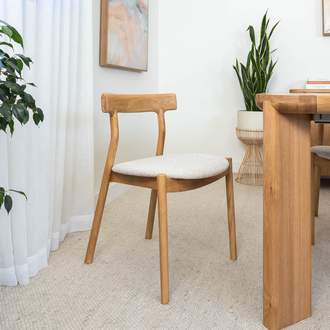 Wisteria Solid American Oak Upholstered Dining Chair