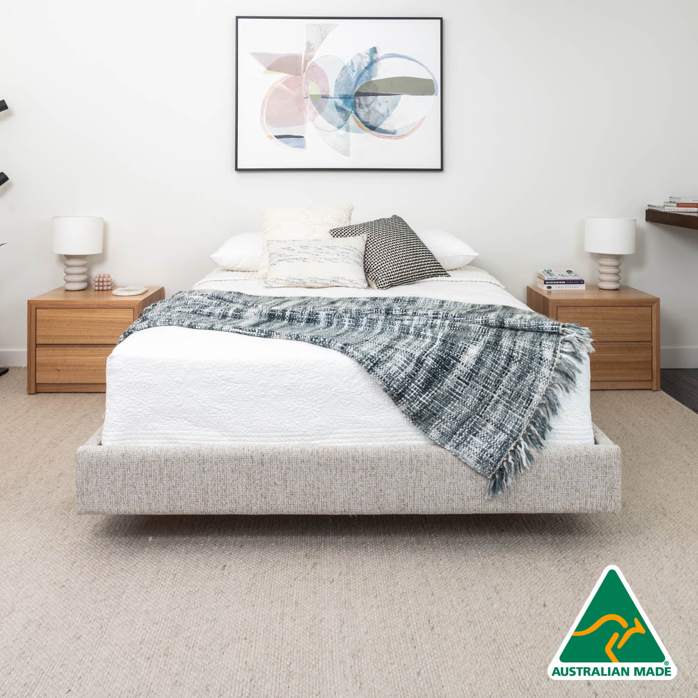 Yakka Fully Upholstered Floating Bed Frame - Made in Australia