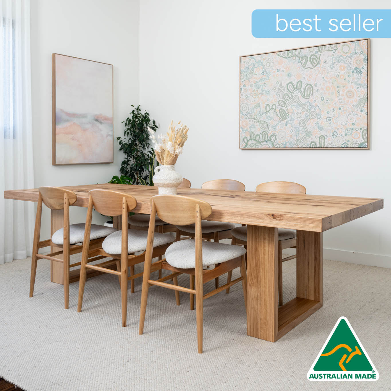 Osaka (Natural) Solid Messmate Dining Table Made in Melbourne