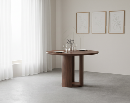 Mystis Walnut Round Dining Table
