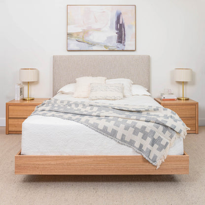 Yakka Upholstered Headboard Tasmanian Oak Bed Frame
