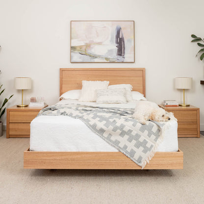 Yakka™️ Timber Headboard Floating Bed Frame (Solid Tasmanian Oak) - Made in Australia