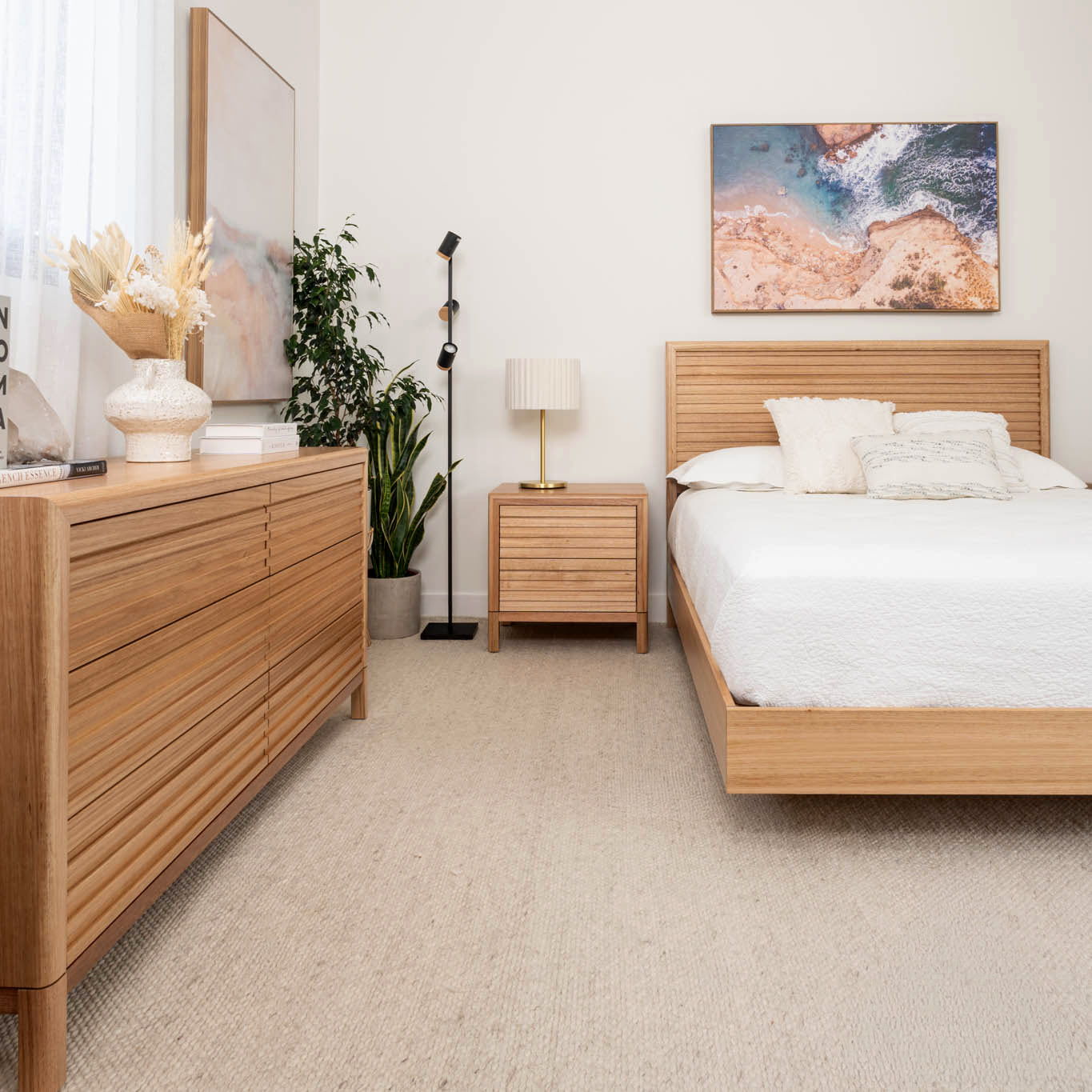 Yakka Luna Headboard Tasmanian Oak Floating Bed Frame