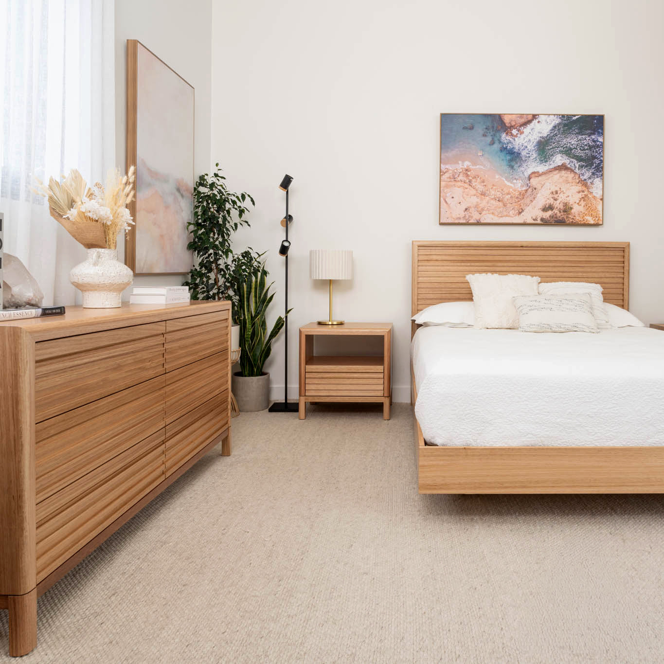 Yakka Luna Headboard Tasmanian Oak Floating Bed Frame