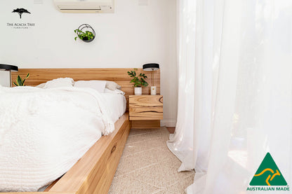 Meadow Storage Bed with Extended Headboard Built in Bedsides - Made in Australia