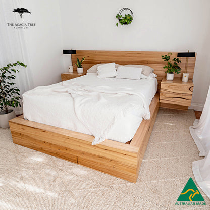 Meadow Storage Bed with Extended Headboard Built in Bedsides - Made in Australia