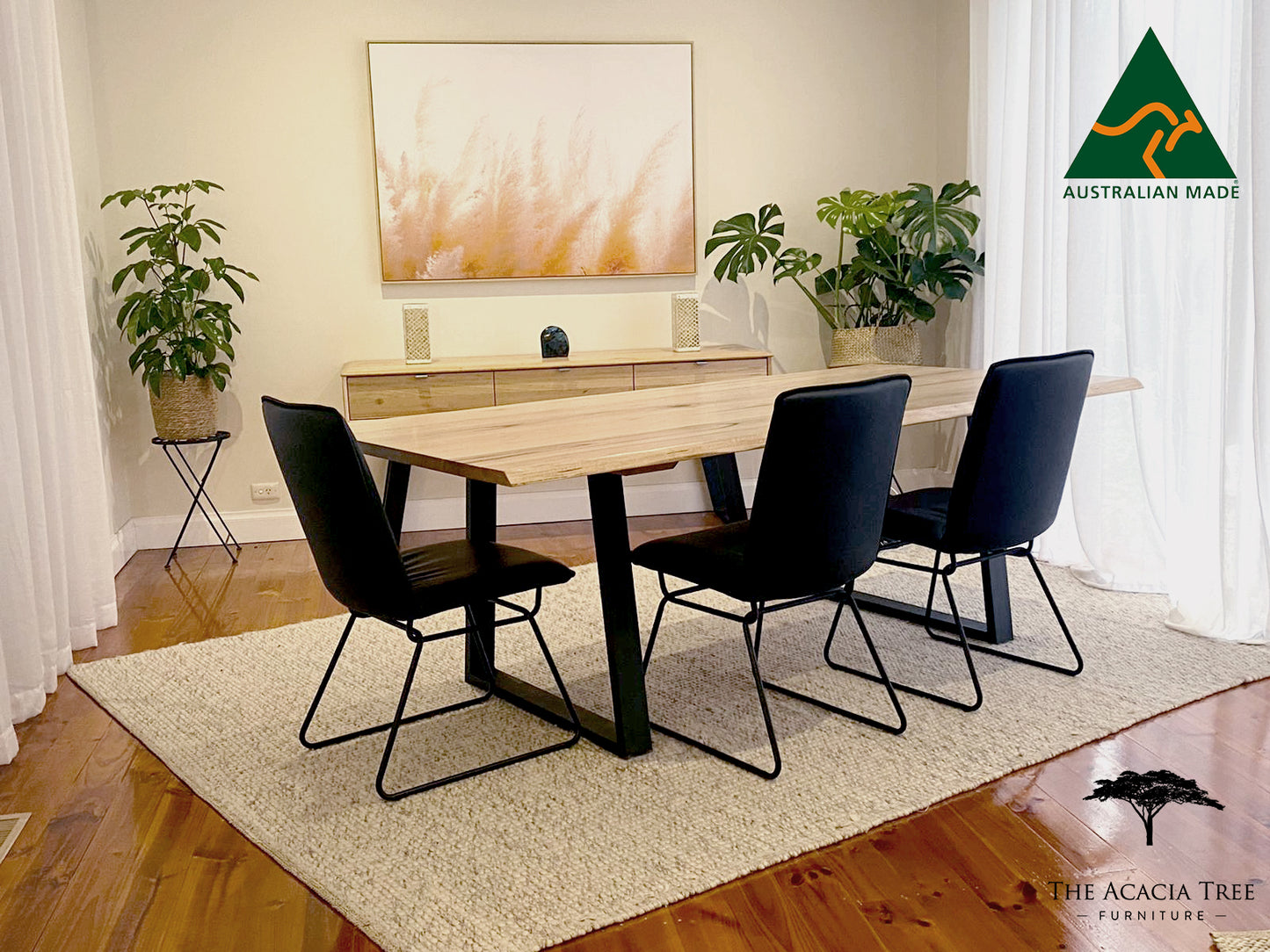 Leila Living Edge Solid Dining Table - Made in Melbourne