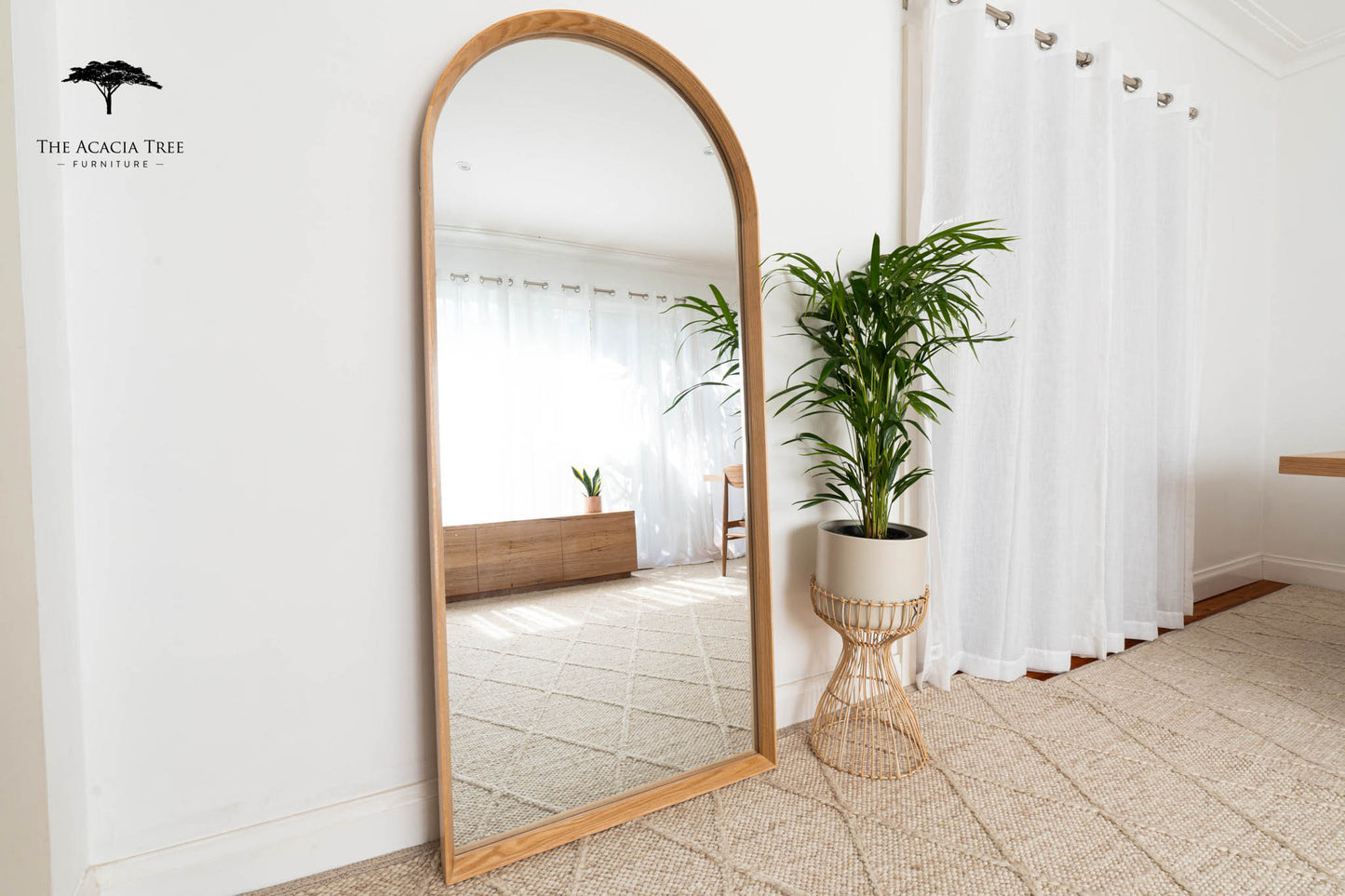 Ingrid Natural Solid American Oak Full Length Arch Mirror