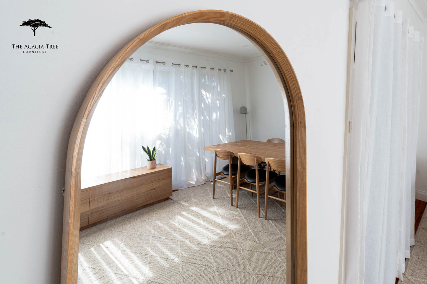 Ingrid Natural Solid American Oak Full Length Arch Mirror