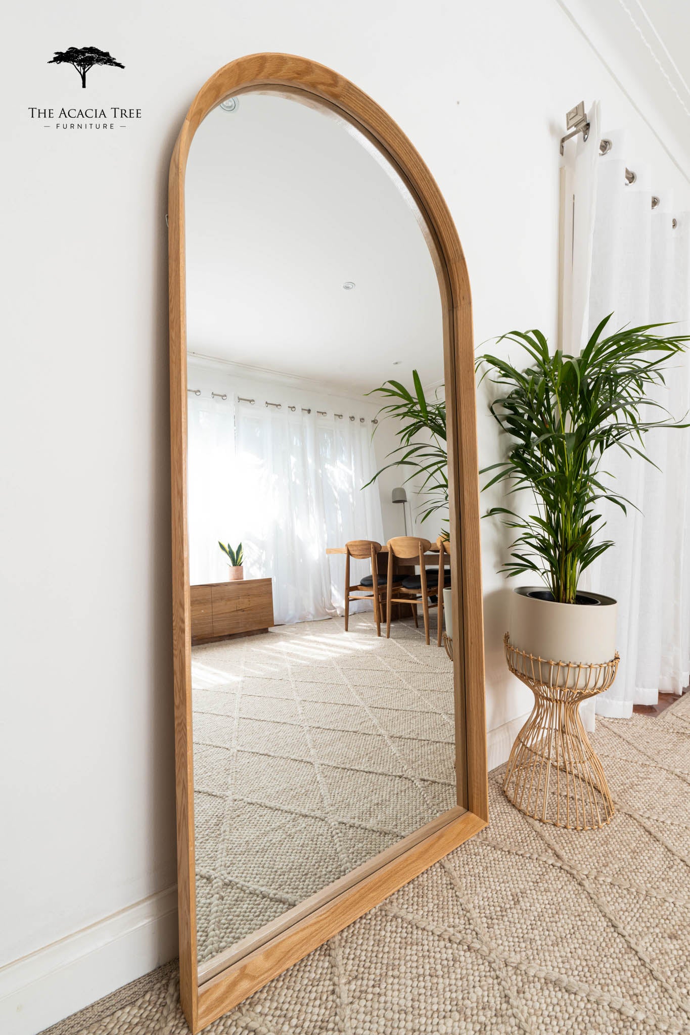 Ingrid Natural Solid American Oak Full Length Arch Mirror