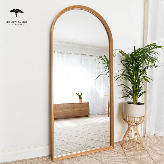 Ingrid Natural Solid American Oak Full Length Arch Mirror