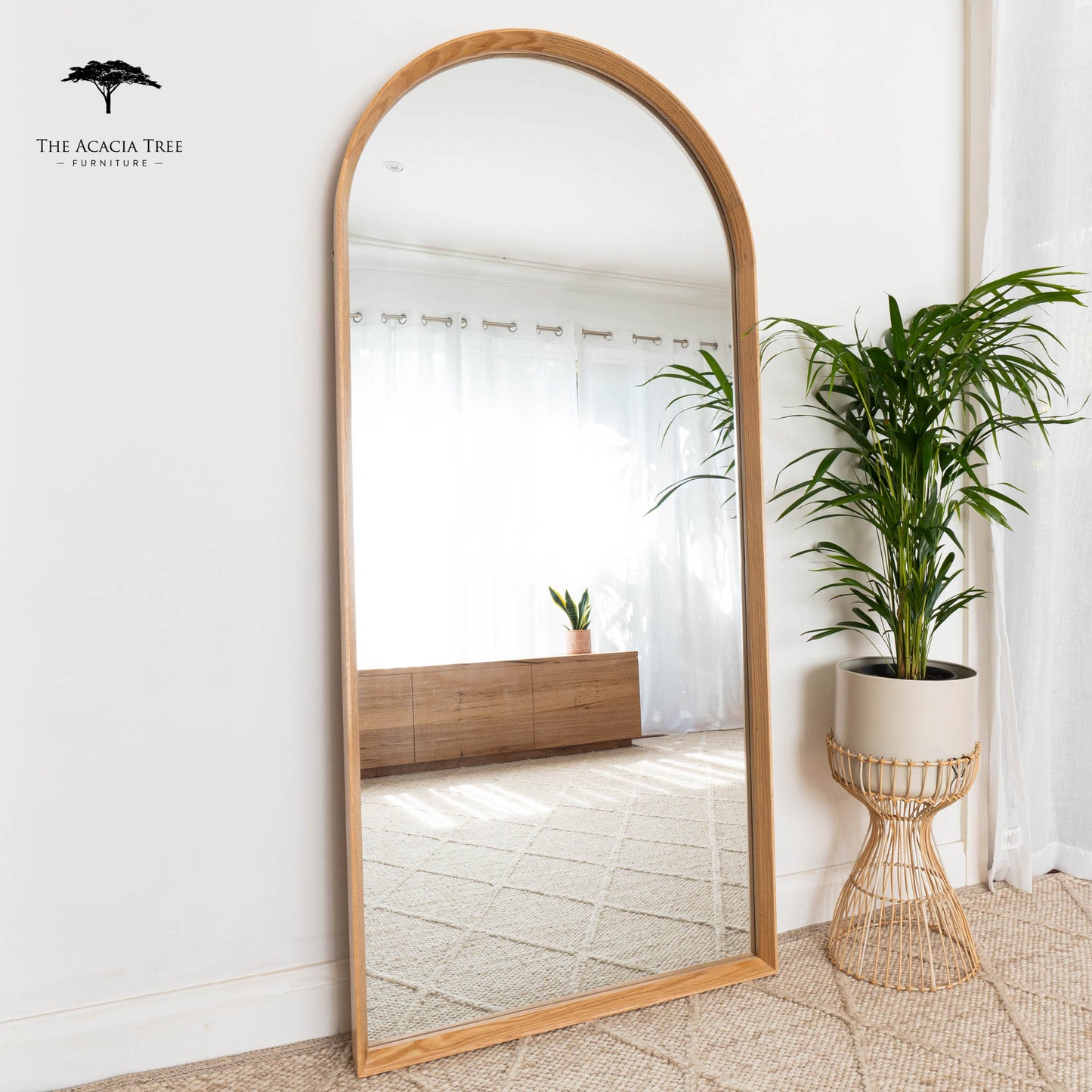 Ingrid Natural Solid American Oak Full Length Arch Mirror