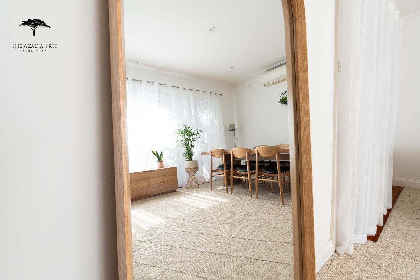 Ingrid Natural Solid American Oak Full Length Arch Mirror