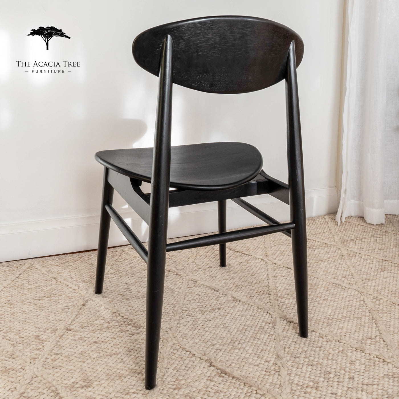 Lotus (Black) Solid American Oak Hardwood Dining Chair