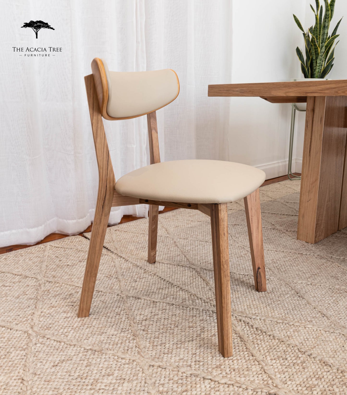 Oslo Taupe PU Australian Hardwood Dining Chair