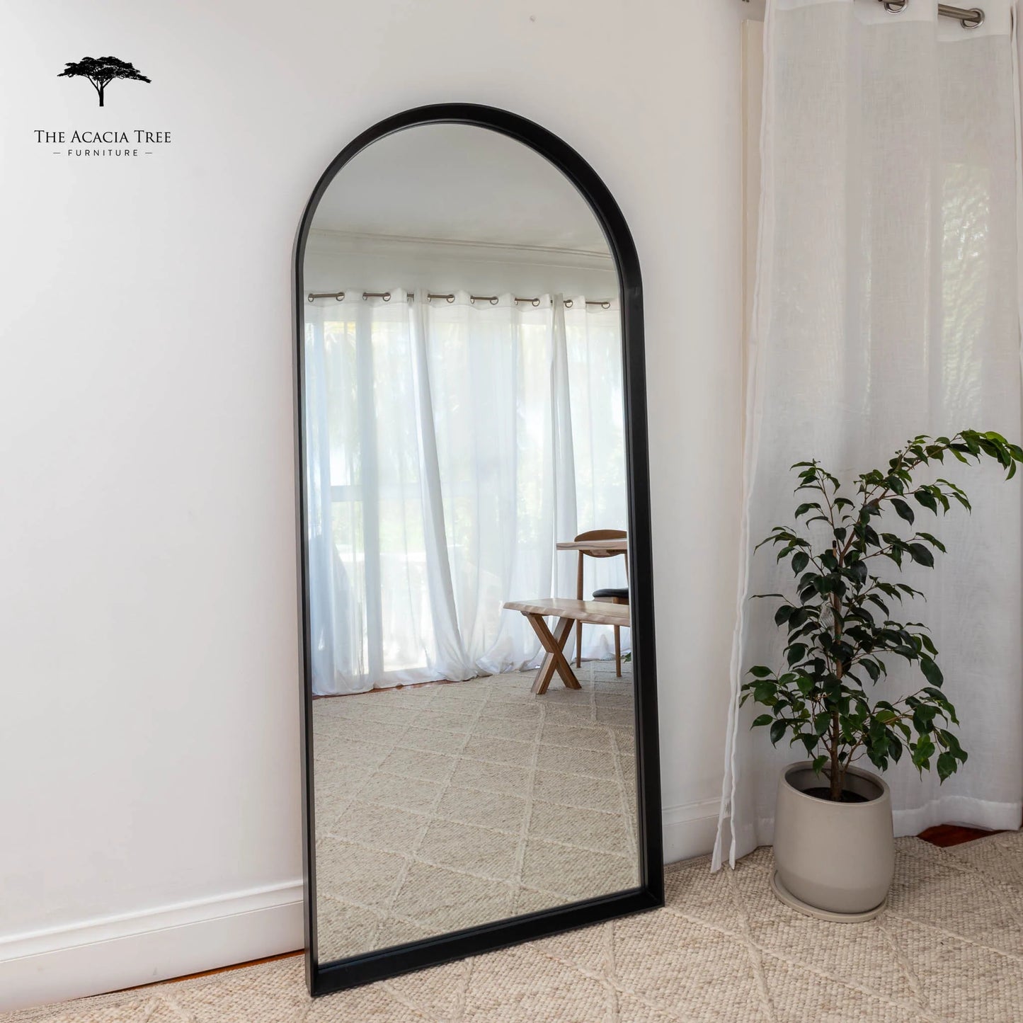 Black Ingrid Solid American Oak Full Length Arch Mirror