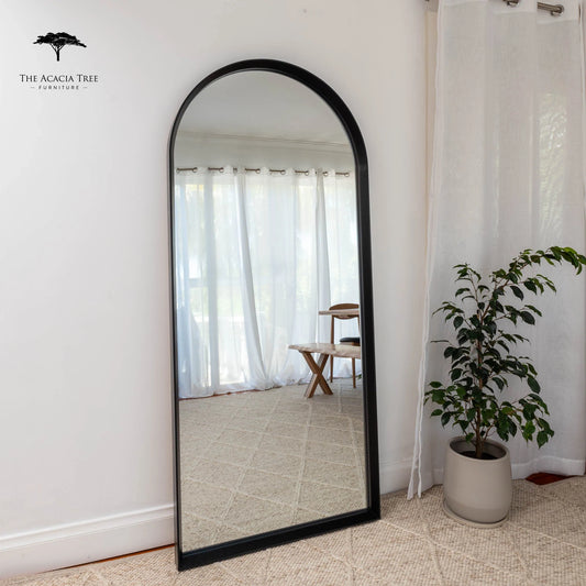 Ingrid Black Solid American Oak Full Length Arch Mirror