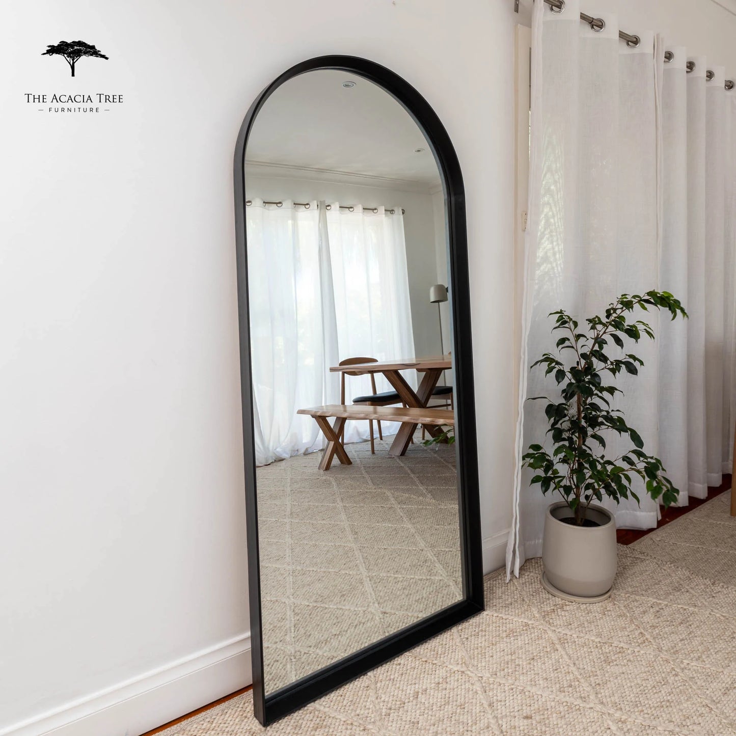 Black Ingrid Solid American Oak Full Length Arch Mirror