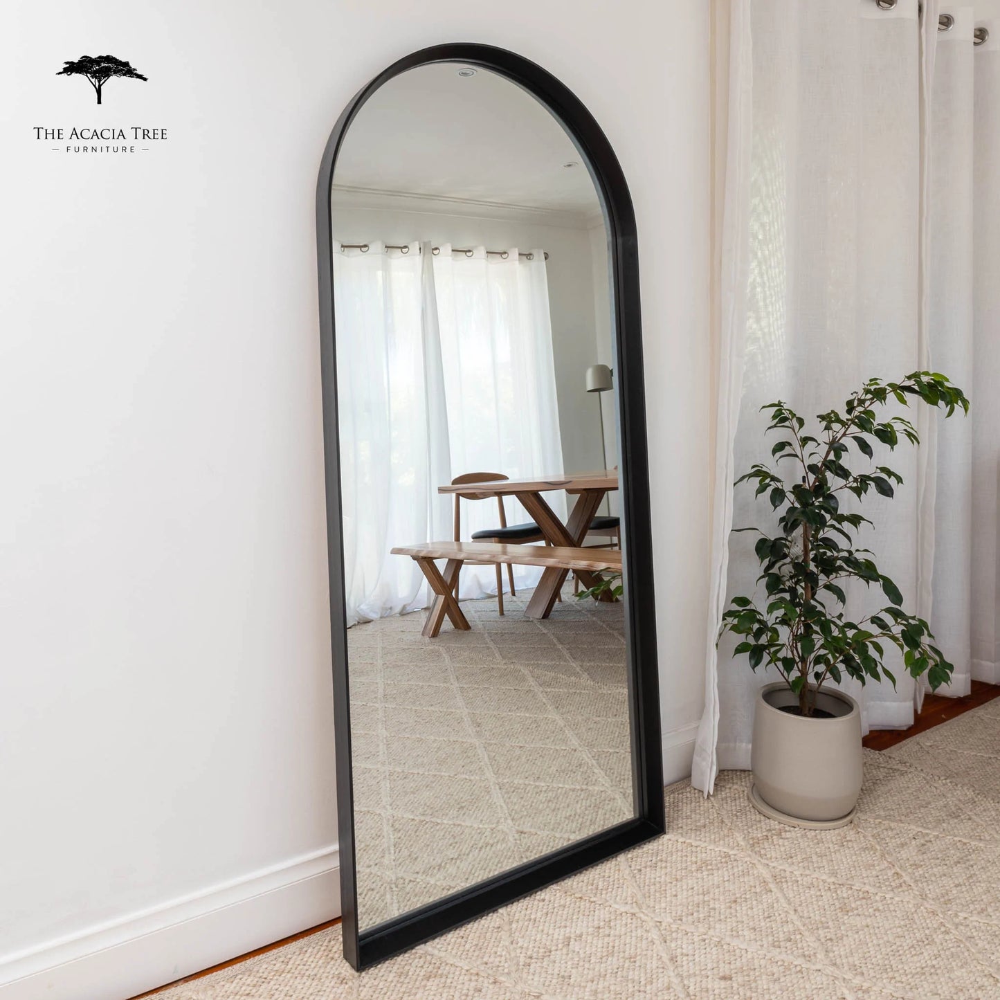 Black Ingrid Solid American Oak Full Length Arch Mirror