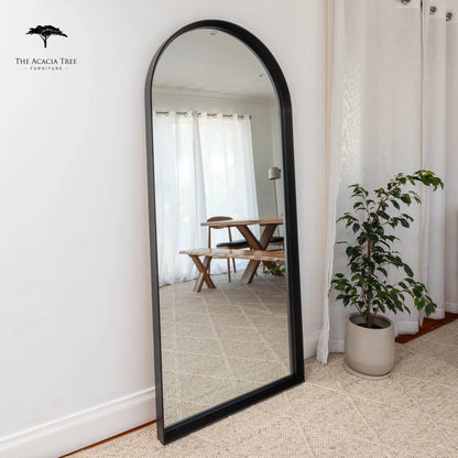 Ingrid Black Solid American Oak Full Length Arch Mirror