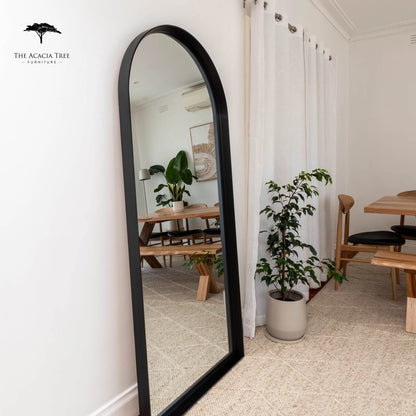 Ingrid Black Solid American Oak Full Length Arch Mirror