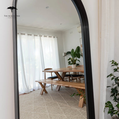 Ingrid Black Solid American Oak Full Length Arch Mirror