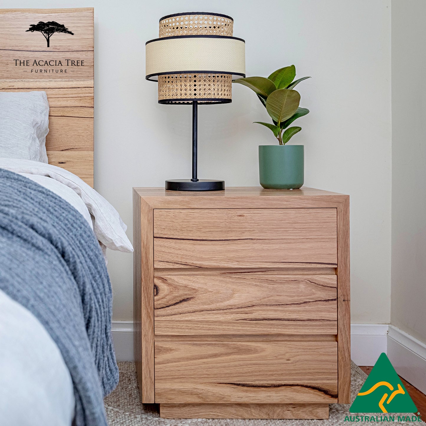 Cape Town 3 Draw Bedside Table - Made In Melbourne