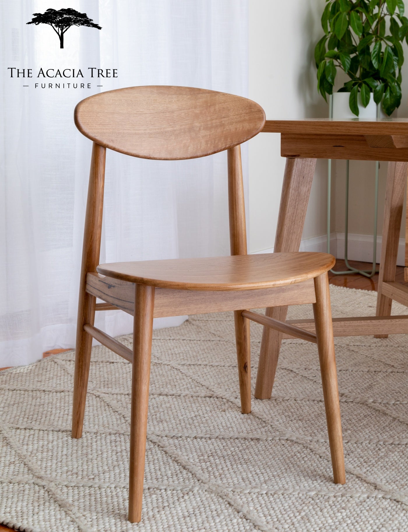 Lotus (Natural) Solid Blackbutt Australian Hardwood Dining Chair Solid Seat