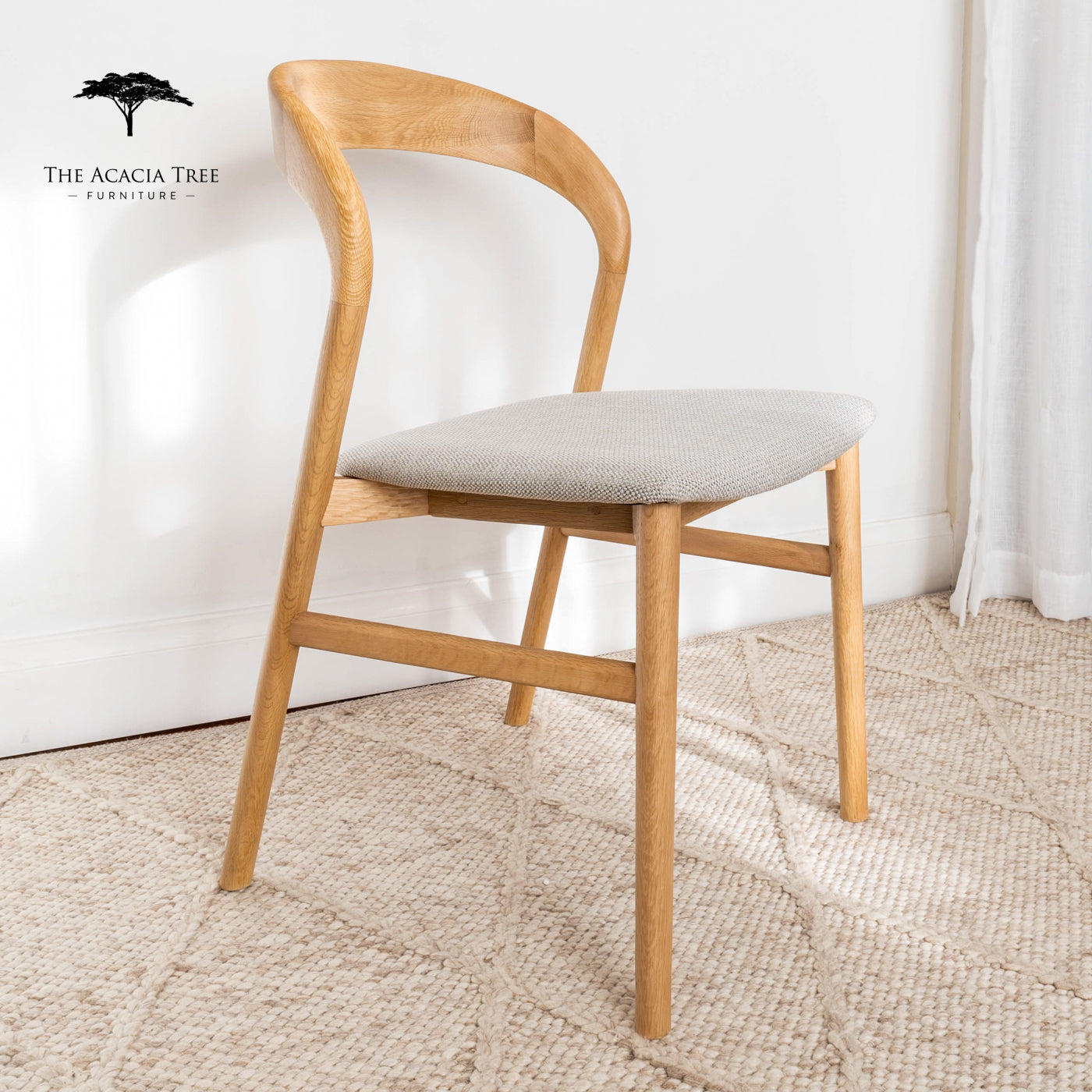 Freya Solid American Oak Upholstered Dining Chair