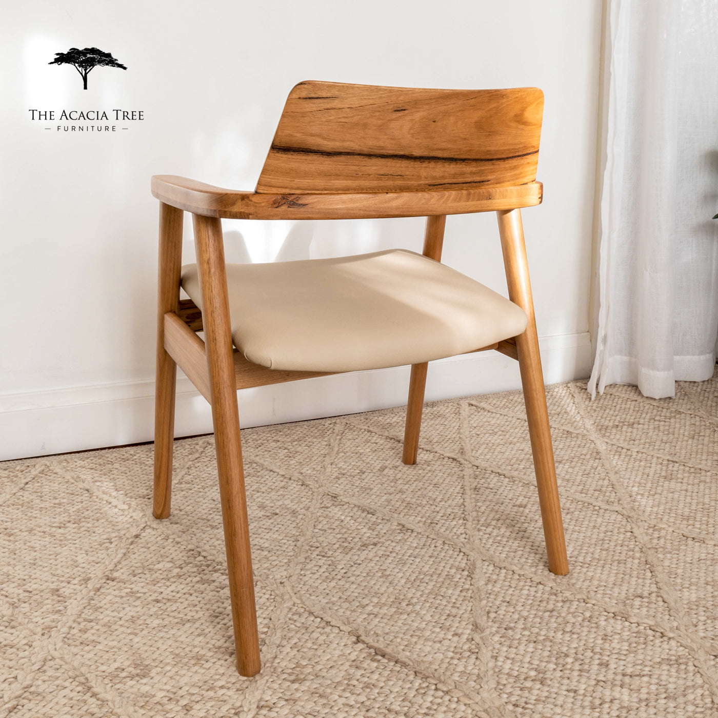 Muri Australian Hardwood Dining Chair - Taupe PU