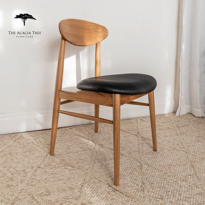 Lotus (Natural) Solid Australian Blackbutt with Black PU Seat Hardwood Dining Chair