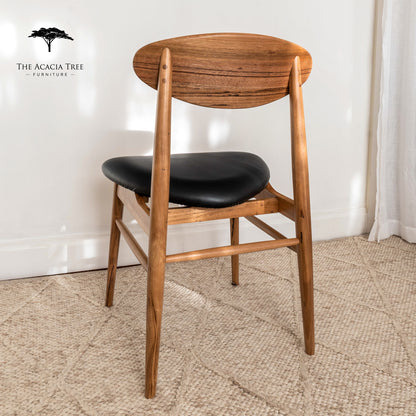 Lotus (Natural) Solid Australian Blackbutt with Black PU Seat Hardwood Dining Chair